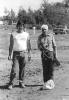 Gilbert Bernard and Peter Robinson, horse shoe competition in Indianbrook. (Pauline Bernard Collection).