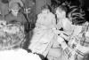 Card Players, Frank Doucette, Mary Jane Doucette, Donald Marshall Sr., Kenny Doucette. Downstairs at the Old Membertou School House.(Pauline Bernard Collection).